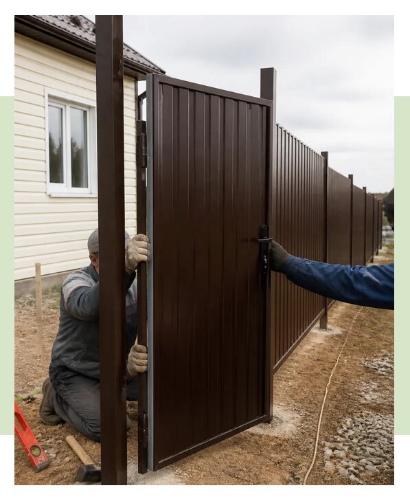 Установка забора с калиткой под ключ для участка в Шатуре