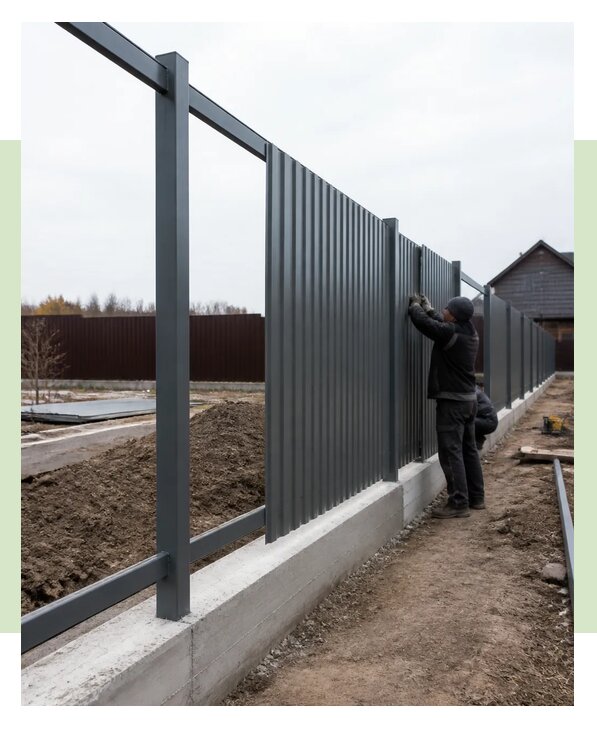 Монтаж забора из профнастила в Шатуре по цене от 2920 р. | ЗаборЭксеперт-Штр