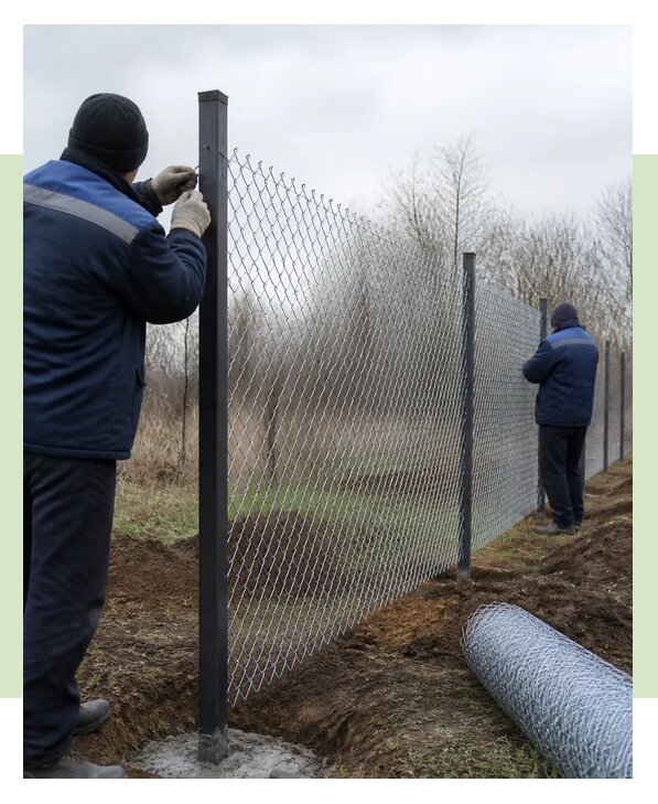 Монтаж натяжного забора из рабицы под ключ в Шатуре